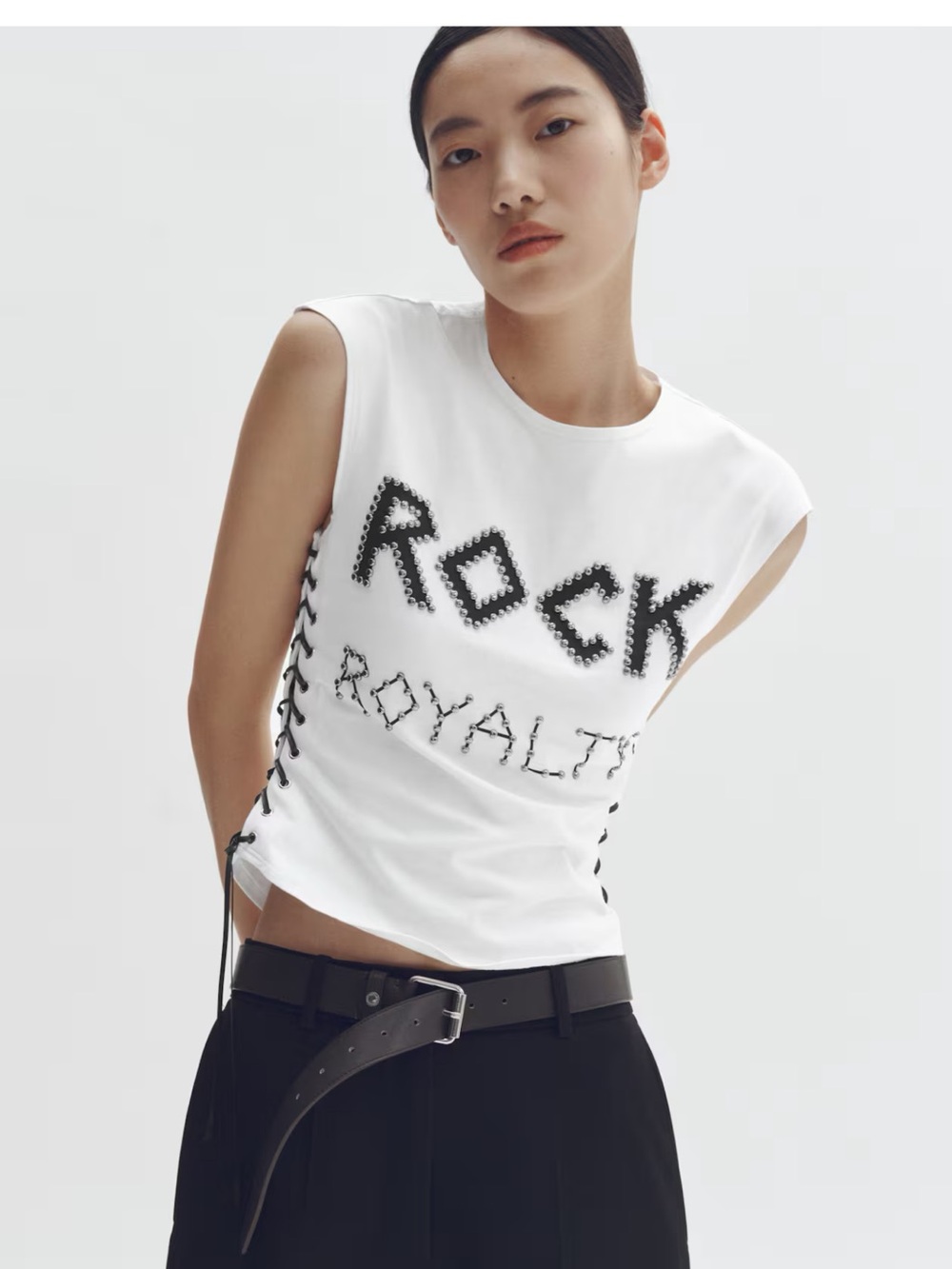 STELLA MCCARTNEY H&M Rock Royalty Lace-Trim Sleeveless Tee - White NWT SZ XS